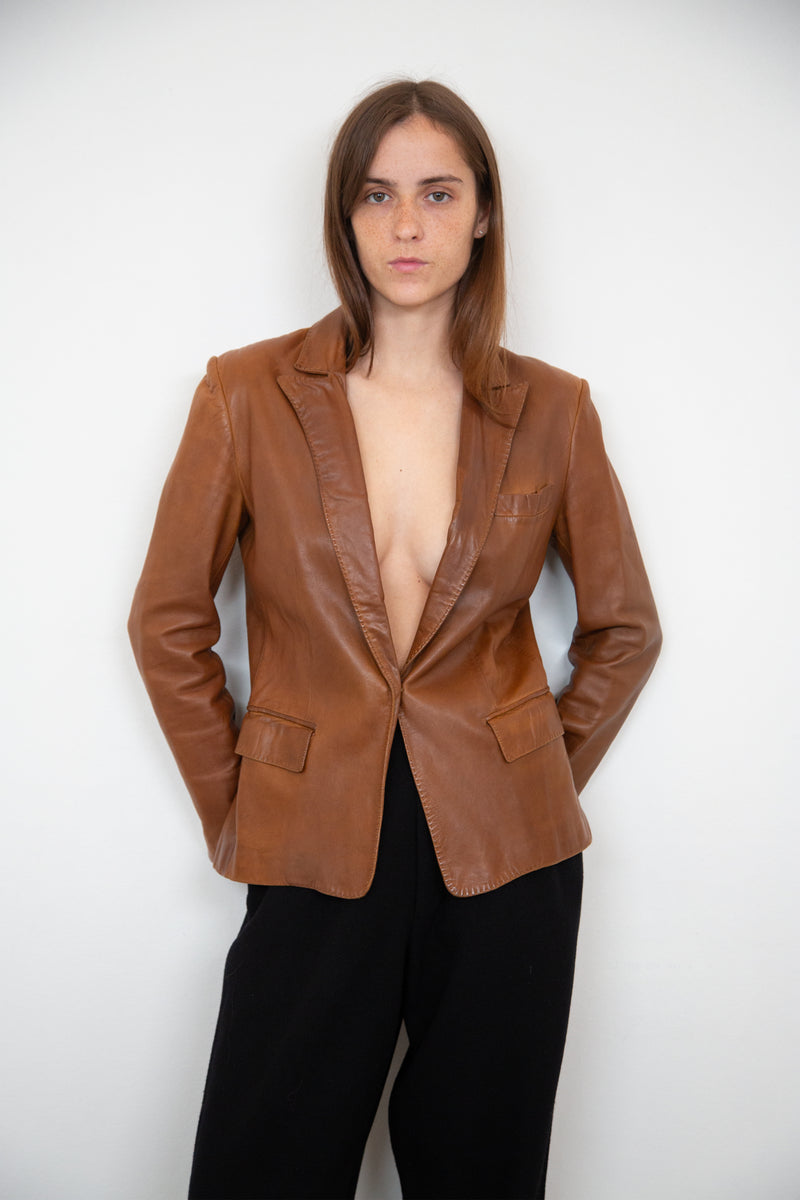 Gucci leather blazer