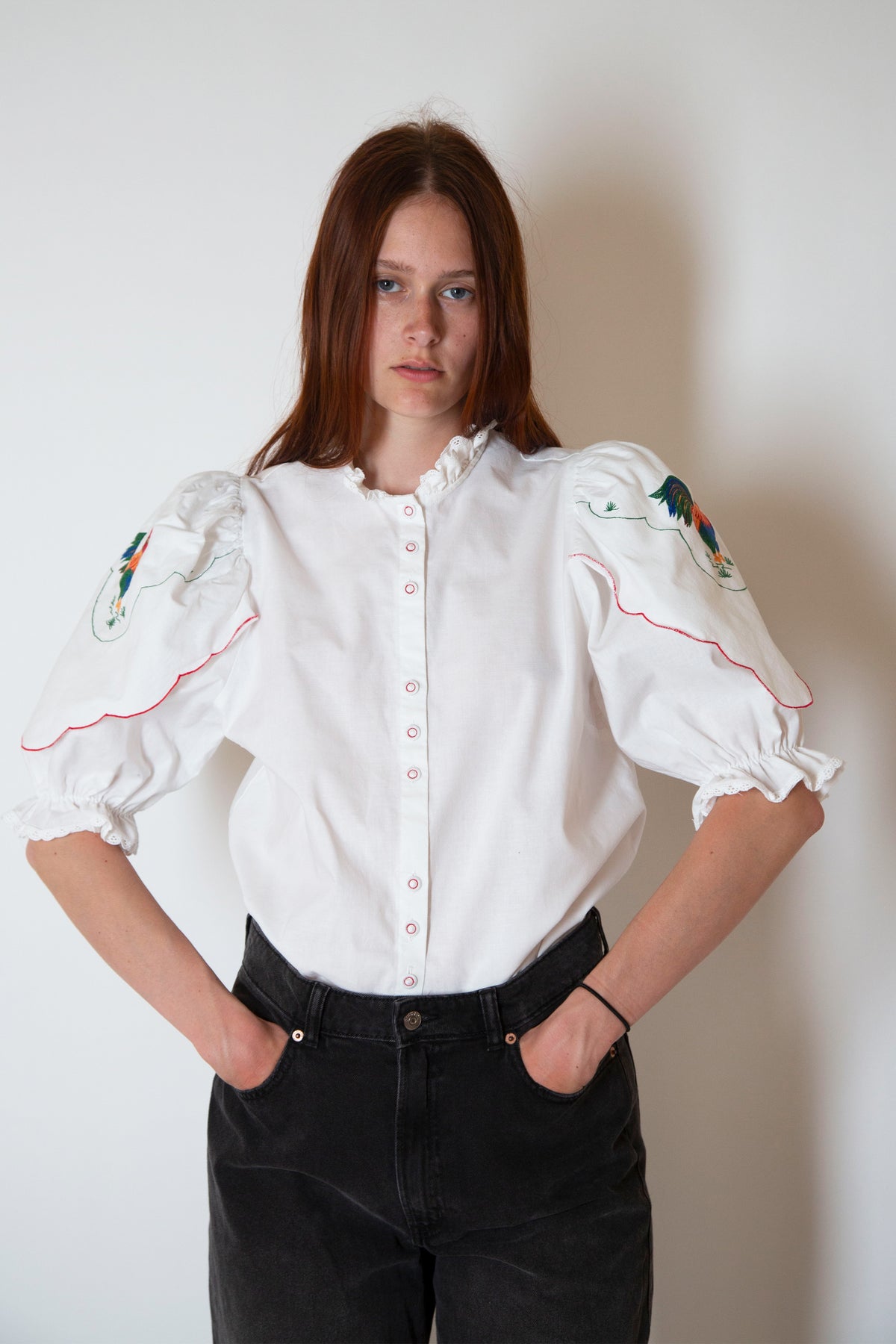 Vintage embroidered trachten shirt