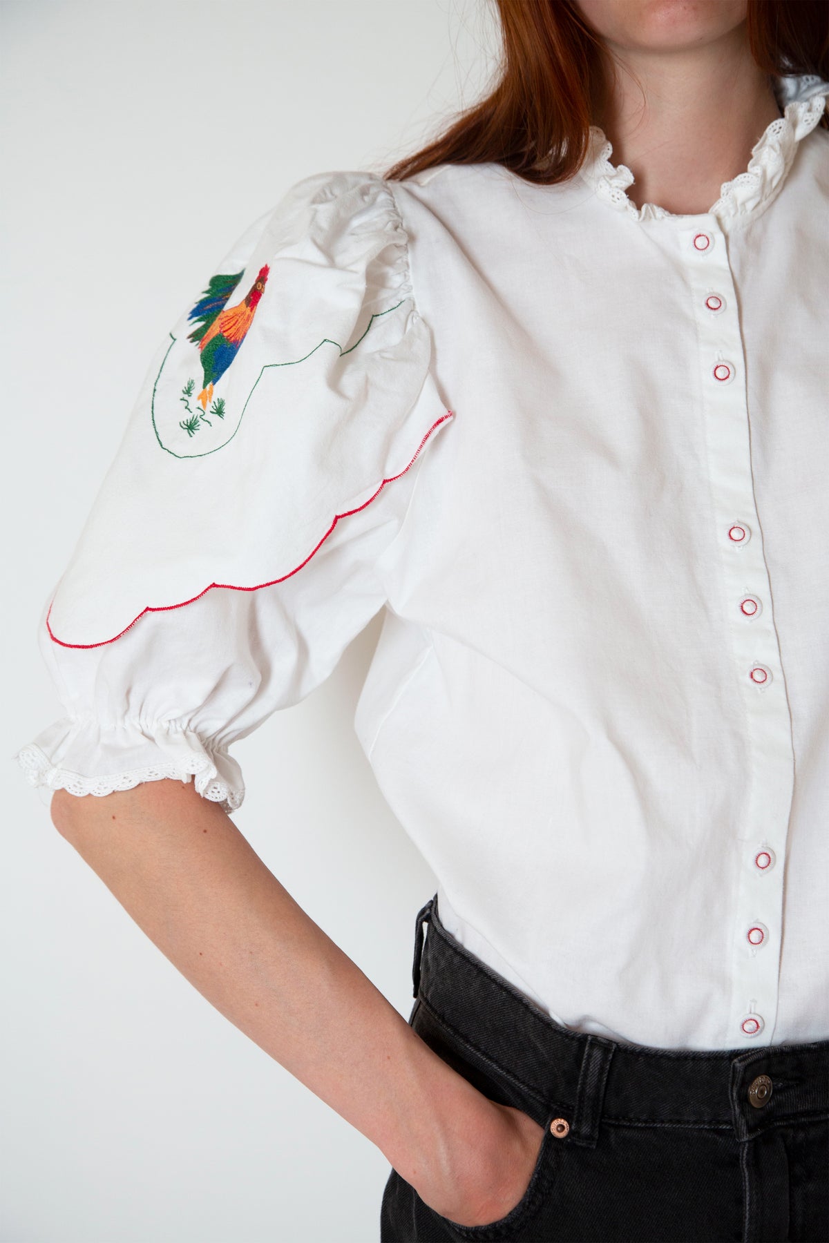 Vintage embroidered trachten shirt
