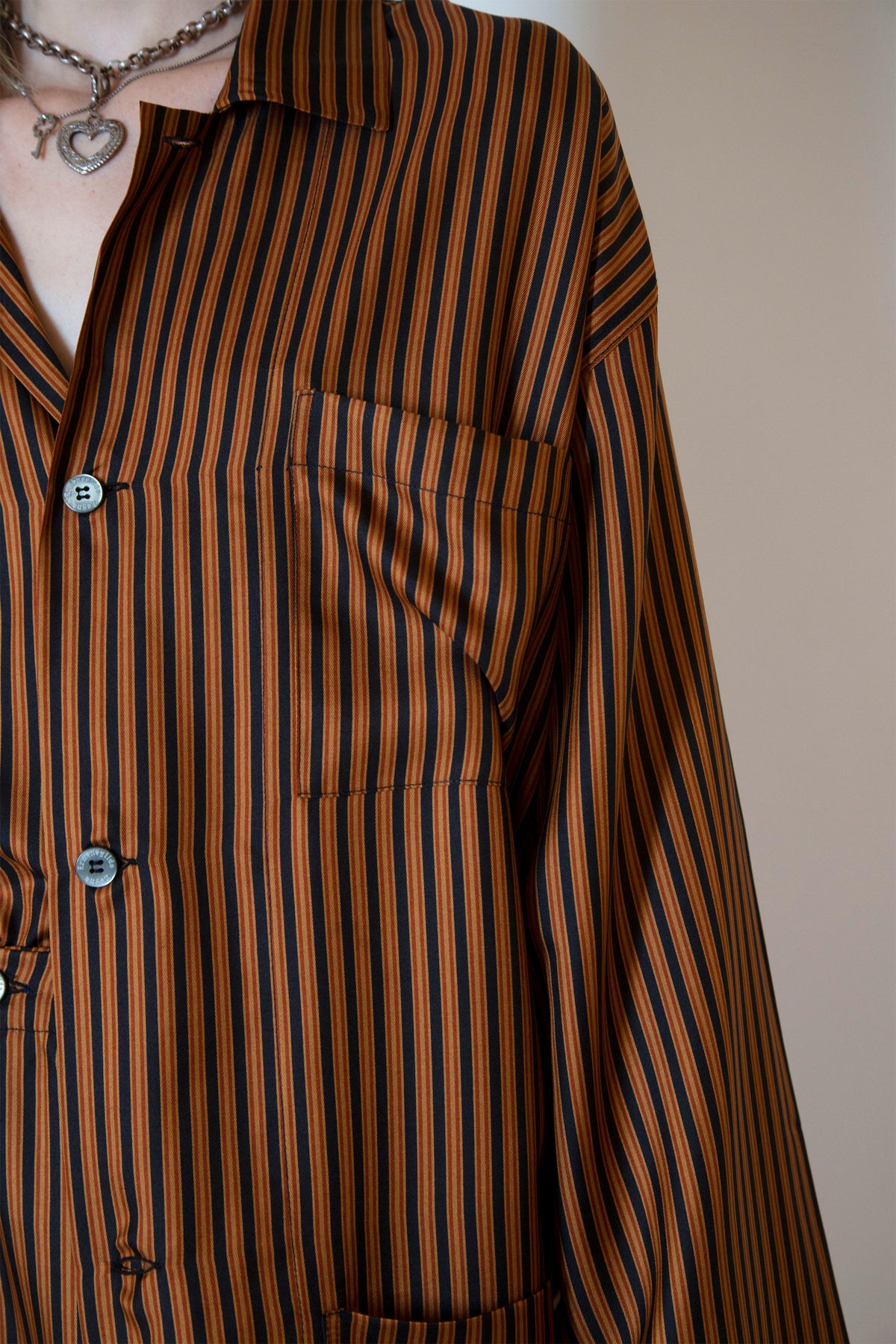 Striped silk pajamas