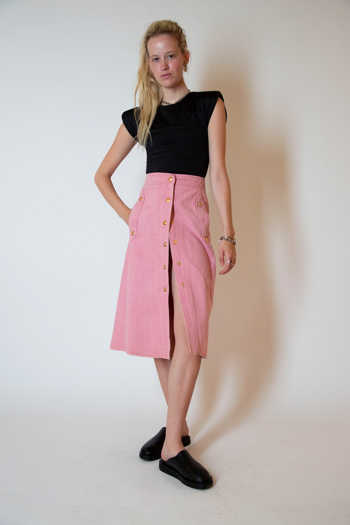 Celine pink denim skirt