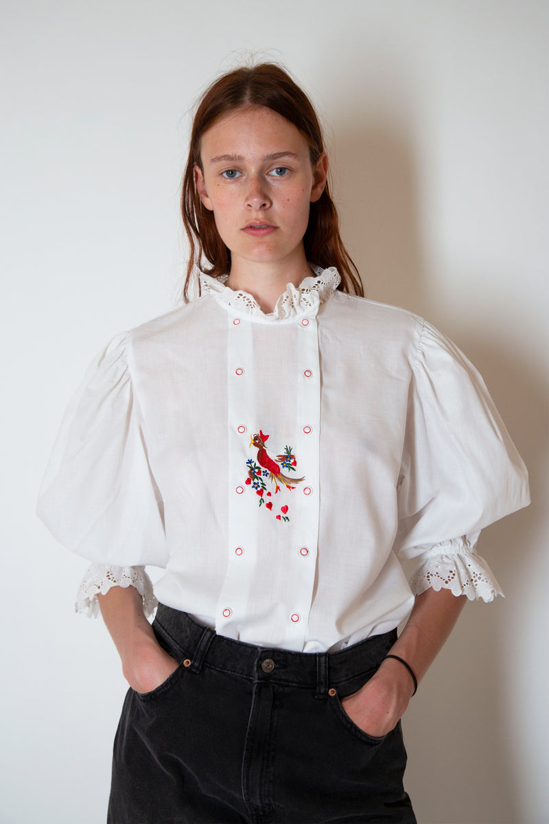 Vintage embroidered trachten shirt