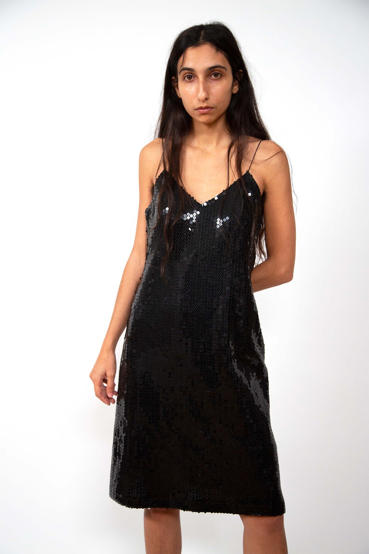 saint laurent sequin dress Saint Laurent Sequin-Ebellished Dress - Black