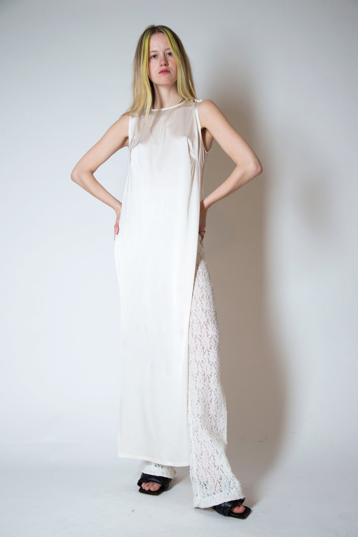 jerome studio silk dress with high slits